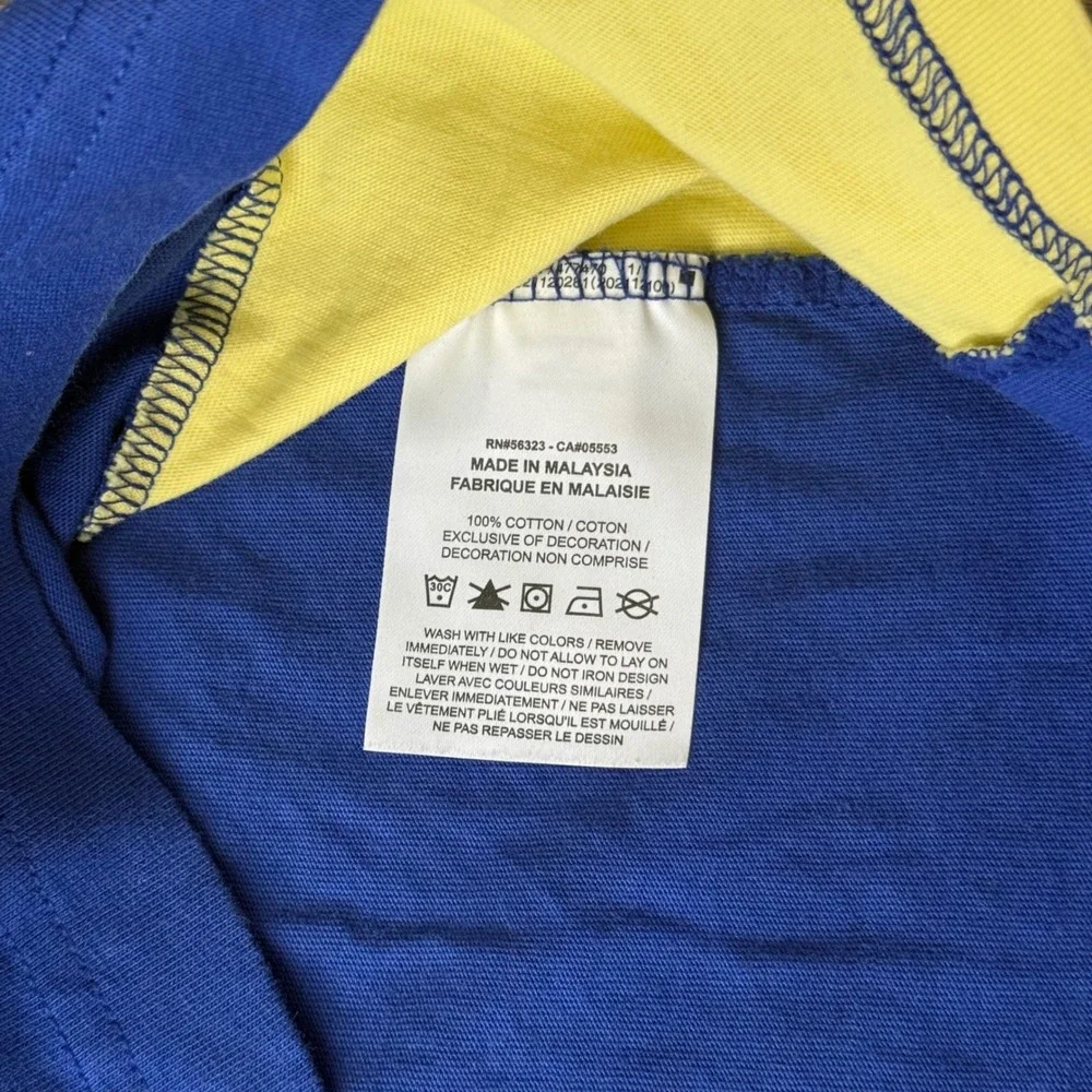 Jordan Brasil Ringer T-Shirt Mens XS Blue Yellow Graphic Soccer Jumpman Football